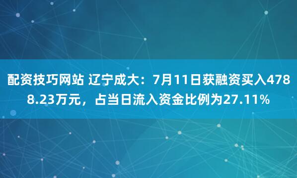 配资技巧网站 辽宁成大：7月11日获融资买入4788.23万元，占当日流入资金比例为27.11%